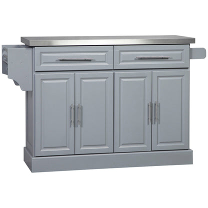 Stainless Steel Rolling Kitchen Cart with Drawers