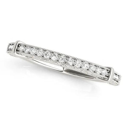 14k white gold bead-border wedding band with pavé diamonds, 1/8 cttw, Bids.com on Tampa Home & Garden Store
