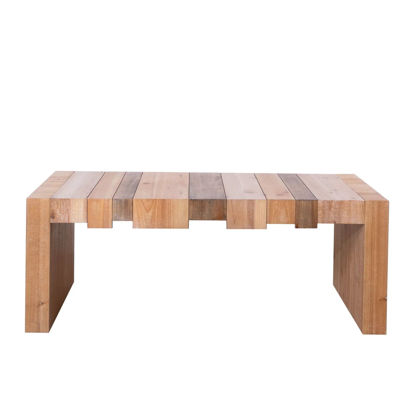 Modern Rustic Table with Sculpted Block Design
