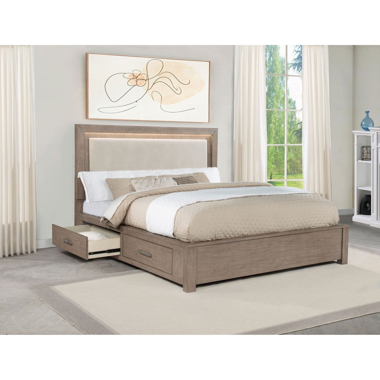 Gibbons Led Storage Bed with Elegant Headboard