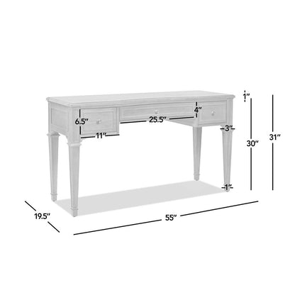Dauphin 3-Drawer Executive Desk in light gray with soft-close drawers HouseOfZazla on Tampa Home & Garden Store