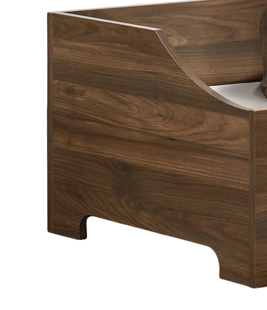 Gibson Alder Wood Finish Comfy Pet Bed with Cushion in brown wood, curved cutout ends on Tampa Home & Garden Store