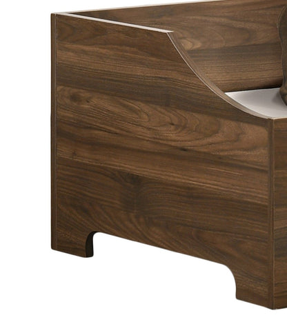 Gibson Alder Wood Finish Comfy Pet Bed with Cushion in brown wood, curved cutout ends on Tampa Home & Garden Store