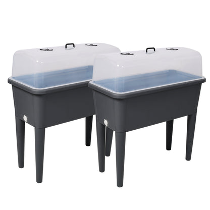 2 Piece Raised Garden Bed with Ventilated Lid by HouseOfZazla, clear lids on dark gray planters on Tampa Home & Garden Store