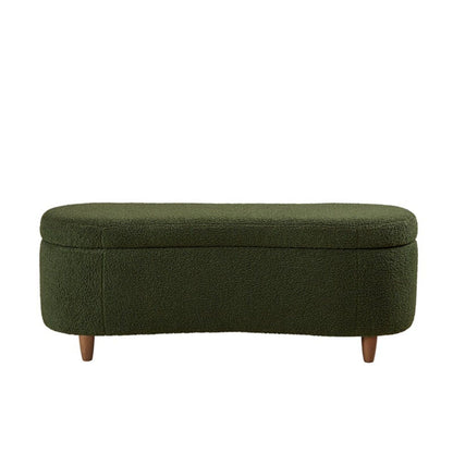HouseOfZazla flip top storage bench in dark green fabric with wood legs and soft-close lid on Tampa Home & Garden Store