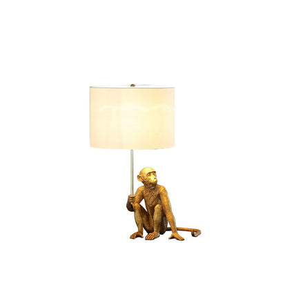 Golden Monkey Holding Polyresin Table Lamp, gold finish, 25.5in tall, HouseOfZazla on Tampa Home & Garden Store