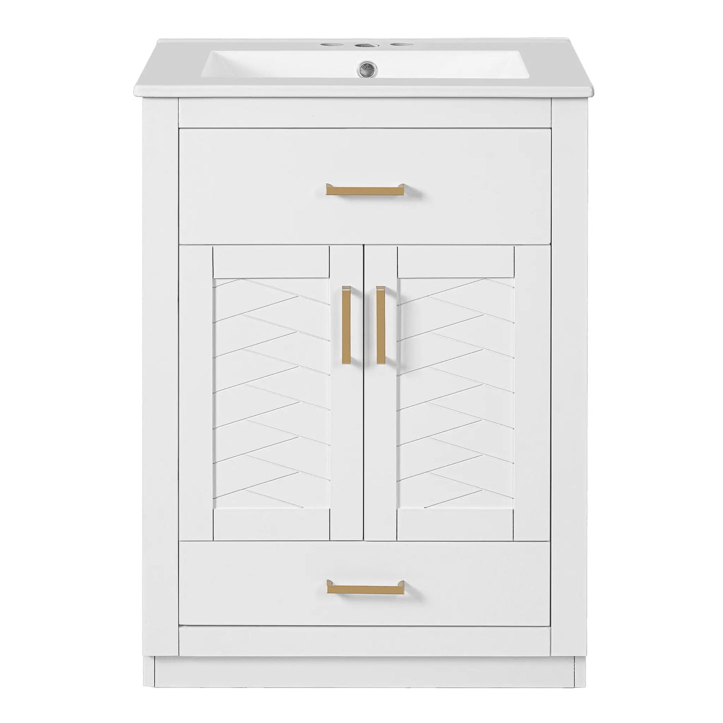Modern Vanity with Ceramic Sink, Two Door Cabinet