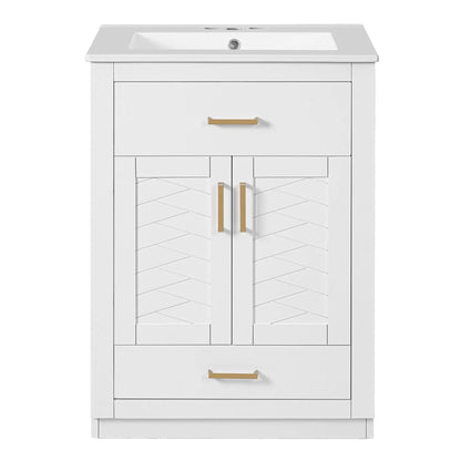 Modern Vanity with Ceramic Sink, Two Door Cabinet