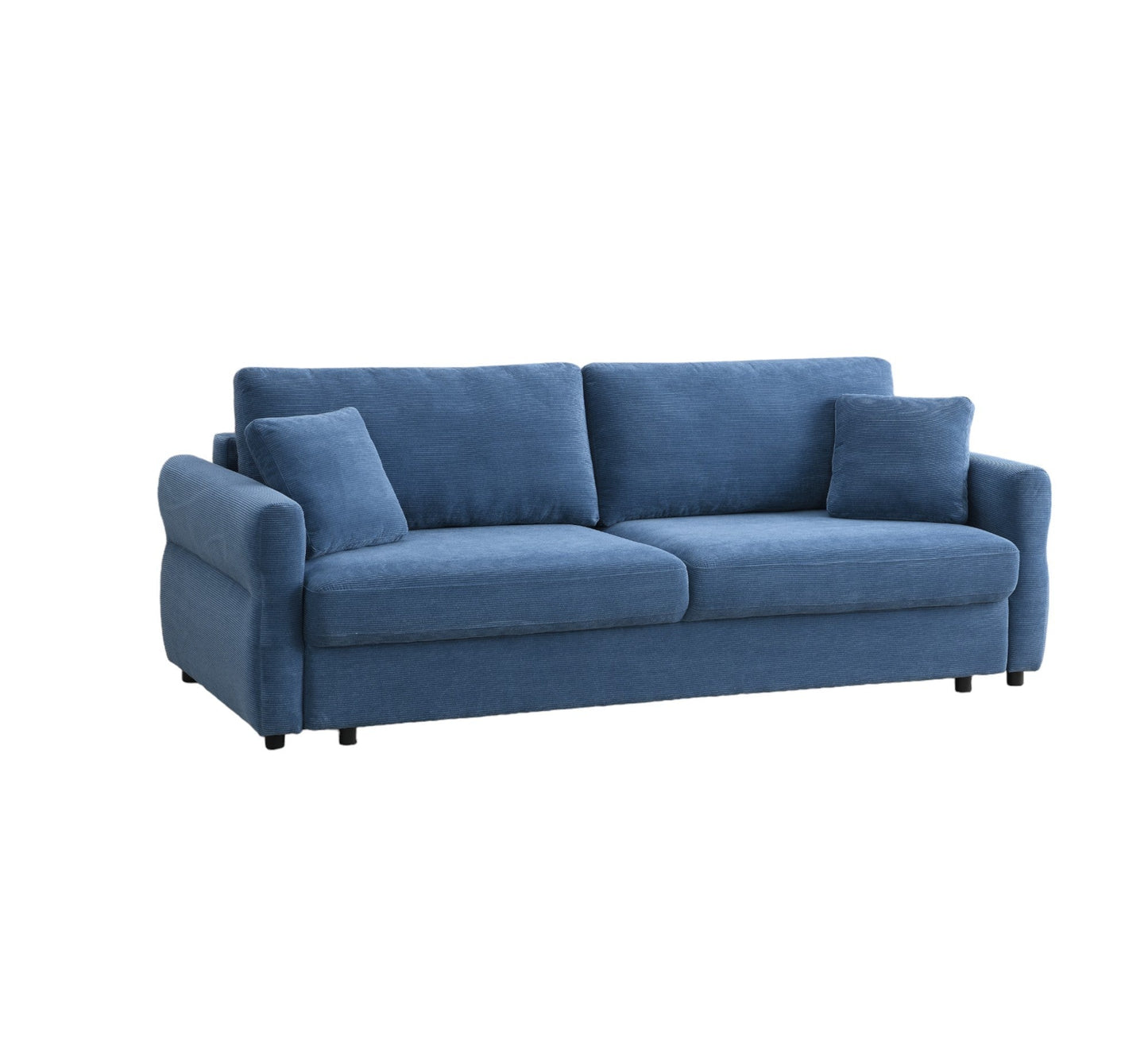 Haran Fabric Pull-Out Sleeper with Storage blue sofa with cushions on Tampa Home & Garden Store