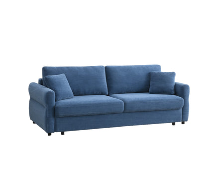 Haran Fabric Pull-Out Sleeper with Storage blue sofa with cushions on Tampa Home & Garden Store