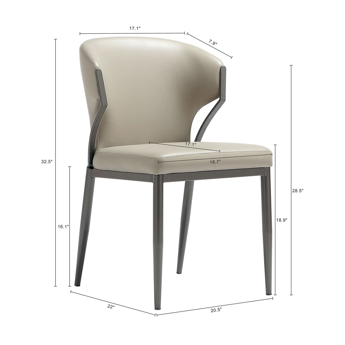 Kirsten Dining Chair Set of 2 beige faux leather chairs with dark metal legs HouseOfZazla on Tampa Home & Garden Store