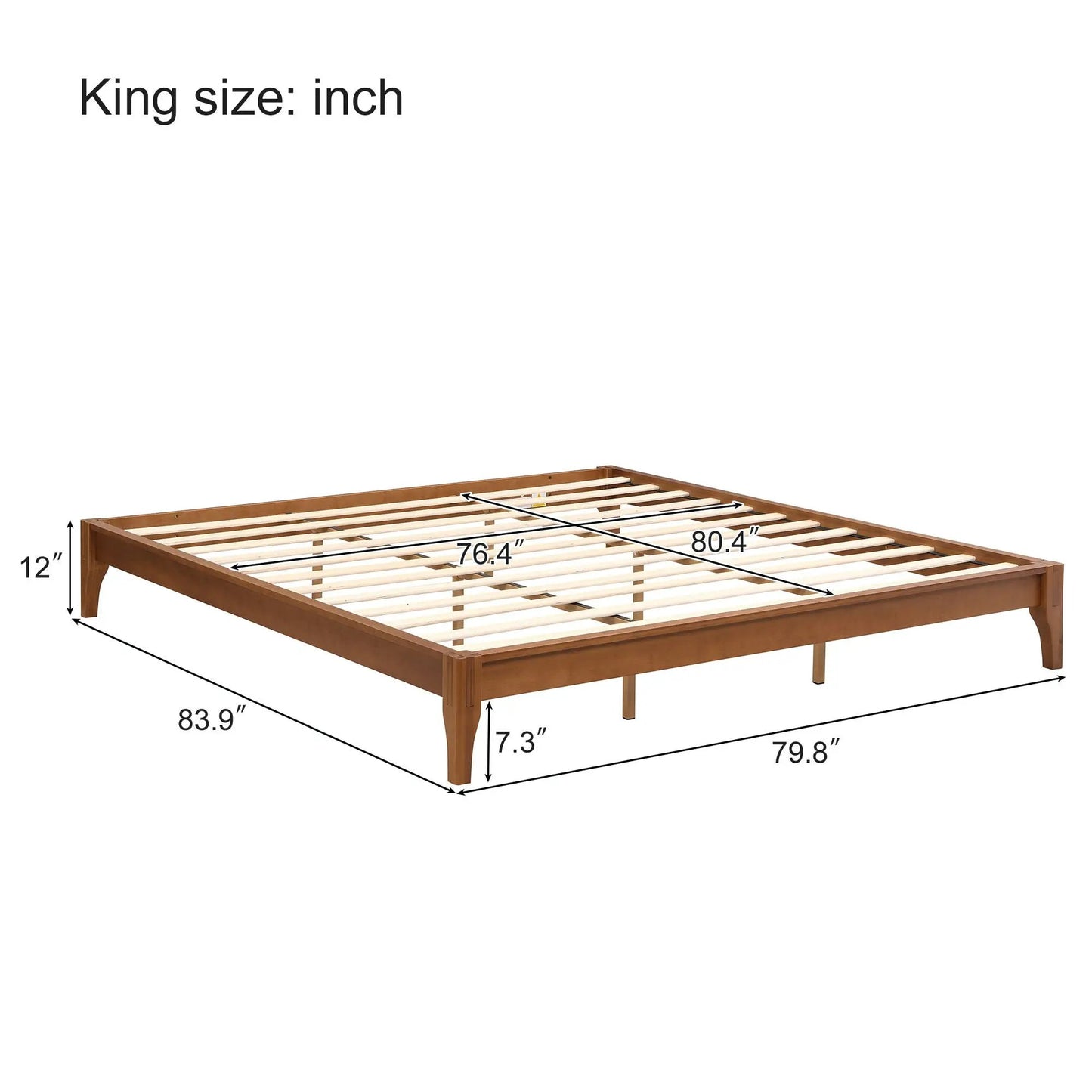 Solid Bamboo Platform Bed Frame with Slat Support
