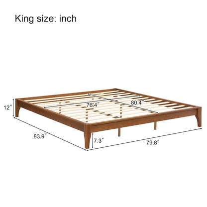 Solid Bamboo Platform Bed With Slat Support
