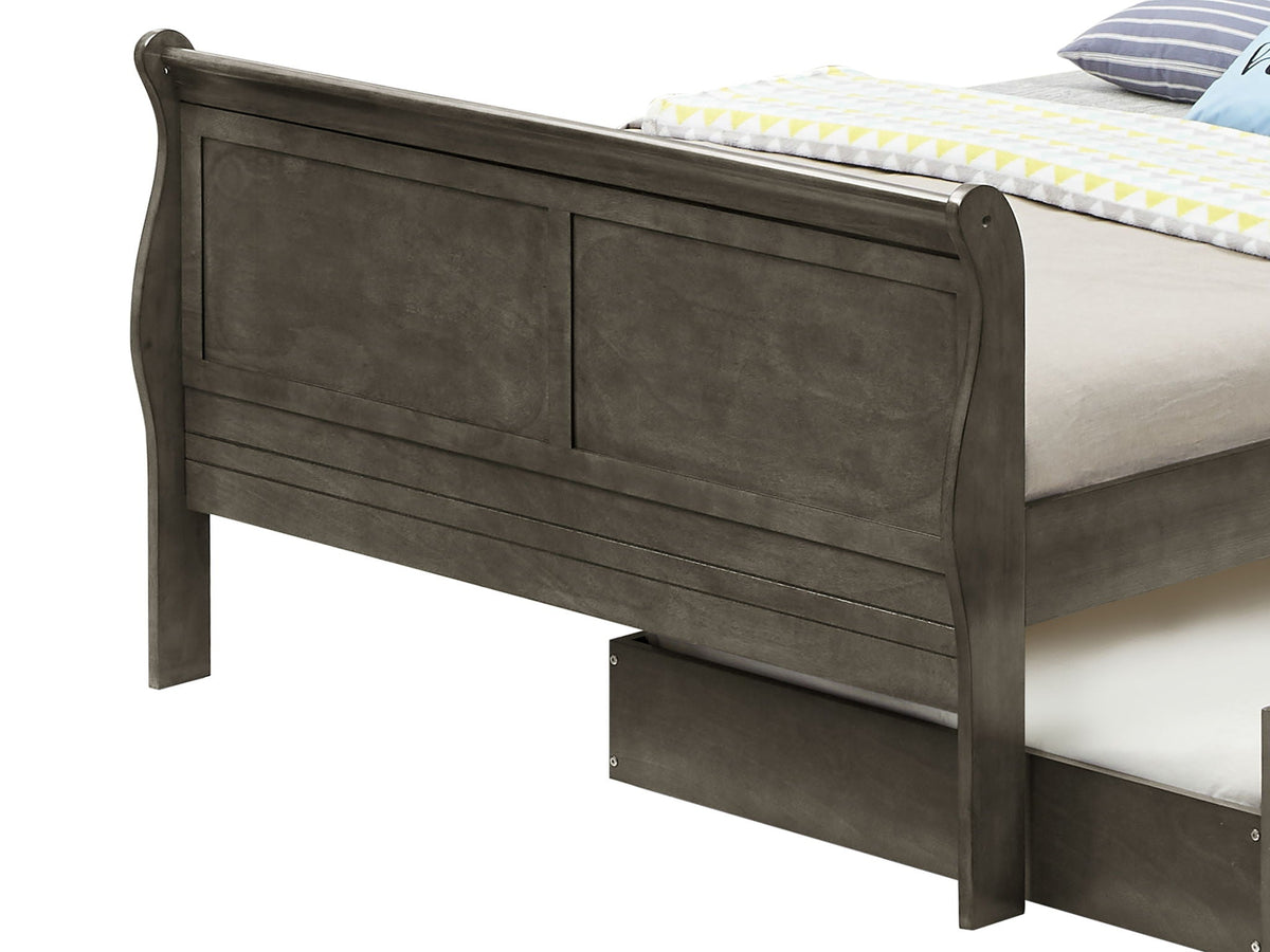 Elegant trundle bed in charcoal wood with built-in storage drawers on Tampa Home & Garden Store