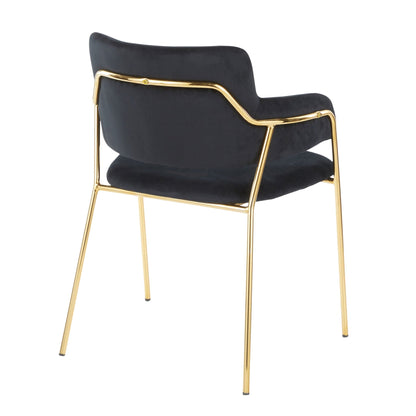 Contemporary padded-seat chair set by HouseOfZazla with dark upholstery and gold frame on Tampa Home & Garden Store