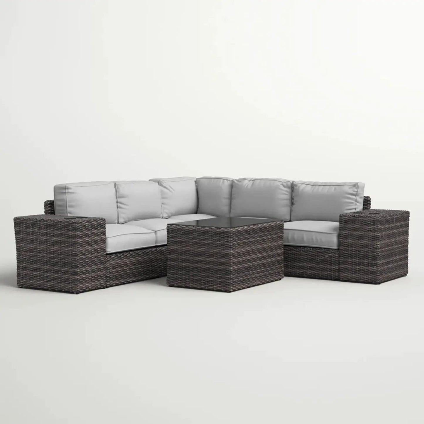 3-piece patio rattan sectional with cushions and coffee table by Unique Piece Furniture on Tampa Home & Garden Store