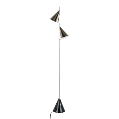 Cone floor lamp with dual metal cone shades on a slim chrome stem by HouseOfZazla on Tampa Home & Garden Store