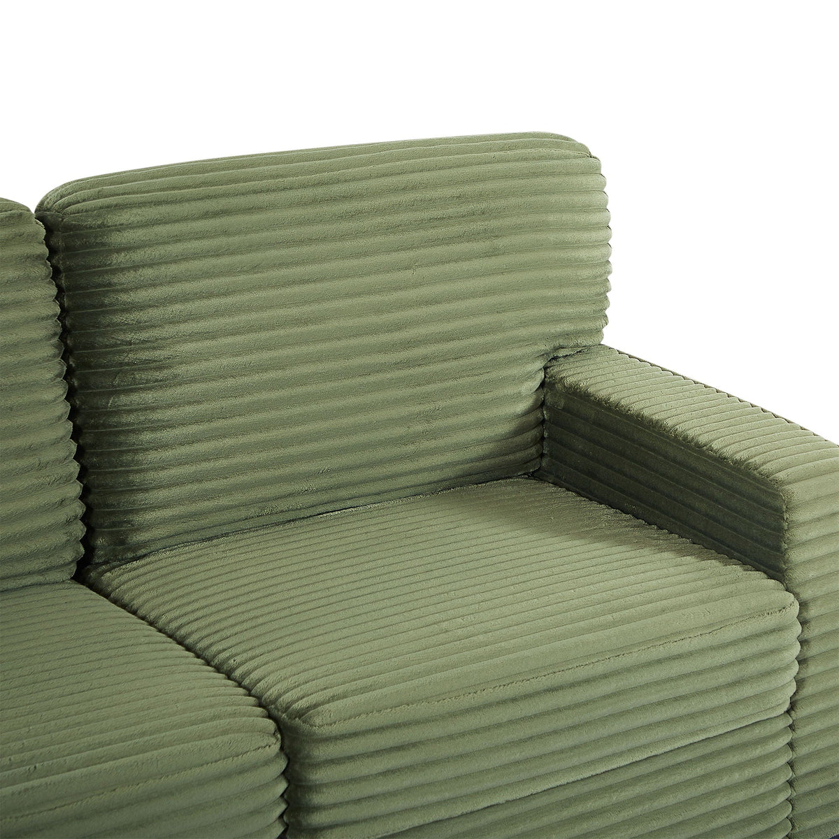 Upholstered olive green corduroy sectional cushions from HouseOfZazla 2-piece living room set on Tampa Home & Garden Store