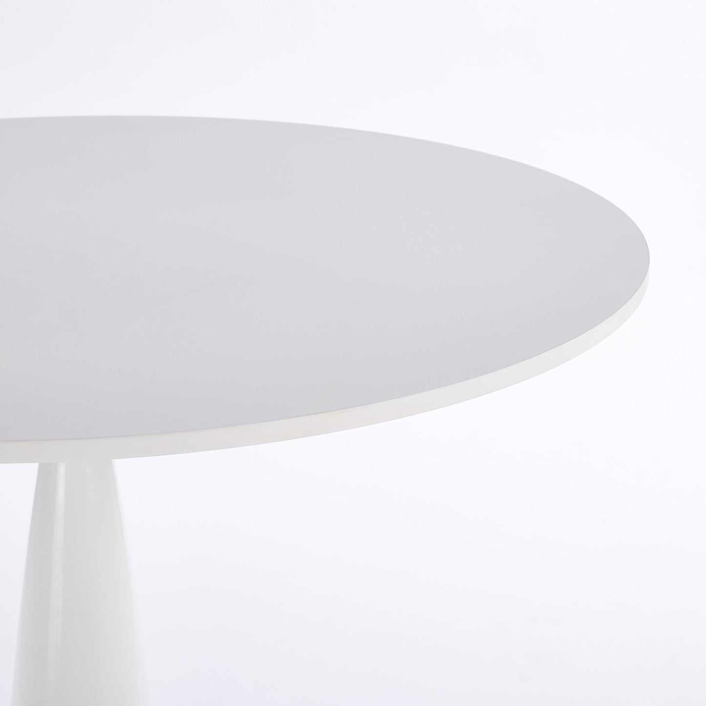 Round White Kitchen Table with Metal Base