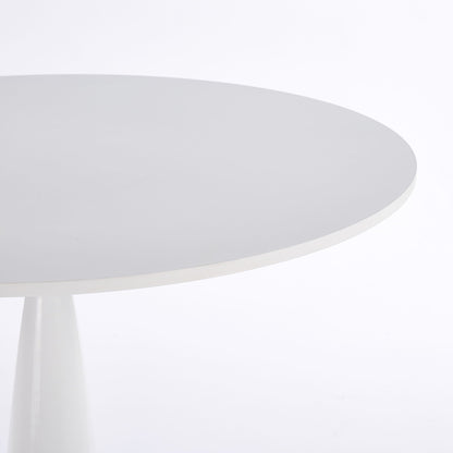 Round White Kitchen Table with Metal Base