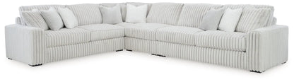 Stupendous Sectional, stationary gray ribbed fabric L-shaped sofa with plush cushions on Tampa Home & Garden Store