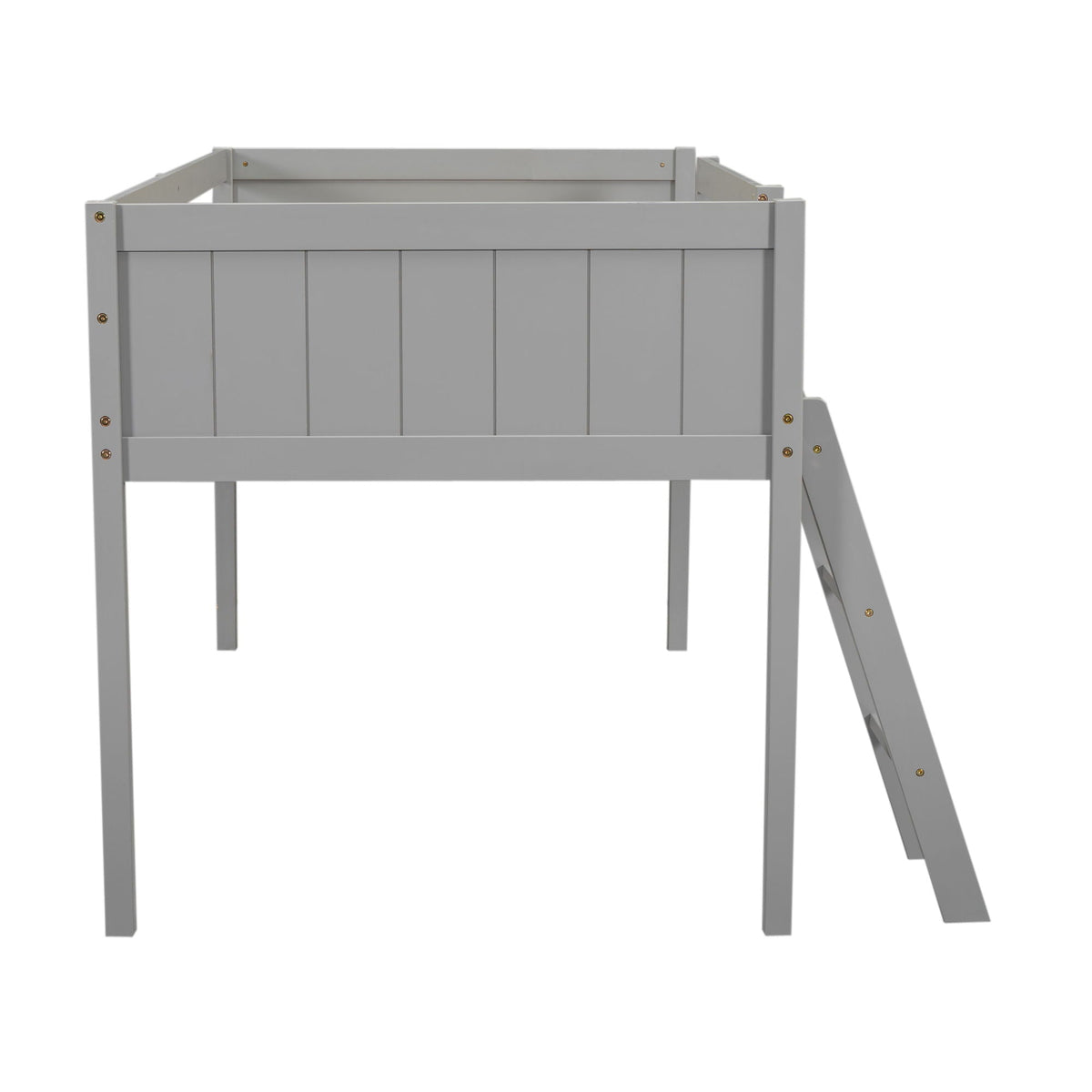 Low loft bed with adjustable ladder in gray finish, HouseOfZazla loft bed from Loft Beds & Bed Frames on Tampa Home & Garden Store