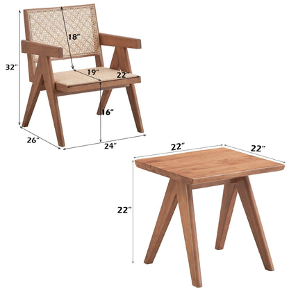 Armchair and square end table 2-piece set natural wood with cane by HouseOfZazla on Tampa Home & Garden Store