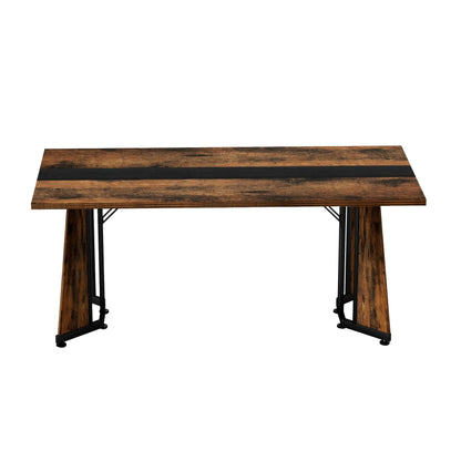 Rustic rectangular dining table with wood top and black steel legs for 8 seats on Tampa Home & Garden Store