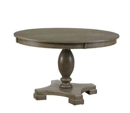 Waylon 5-Piece Dining Room Set round table in gray oak finish with pedestal base by HouseOfZazla on Tampa Home & Garden Store