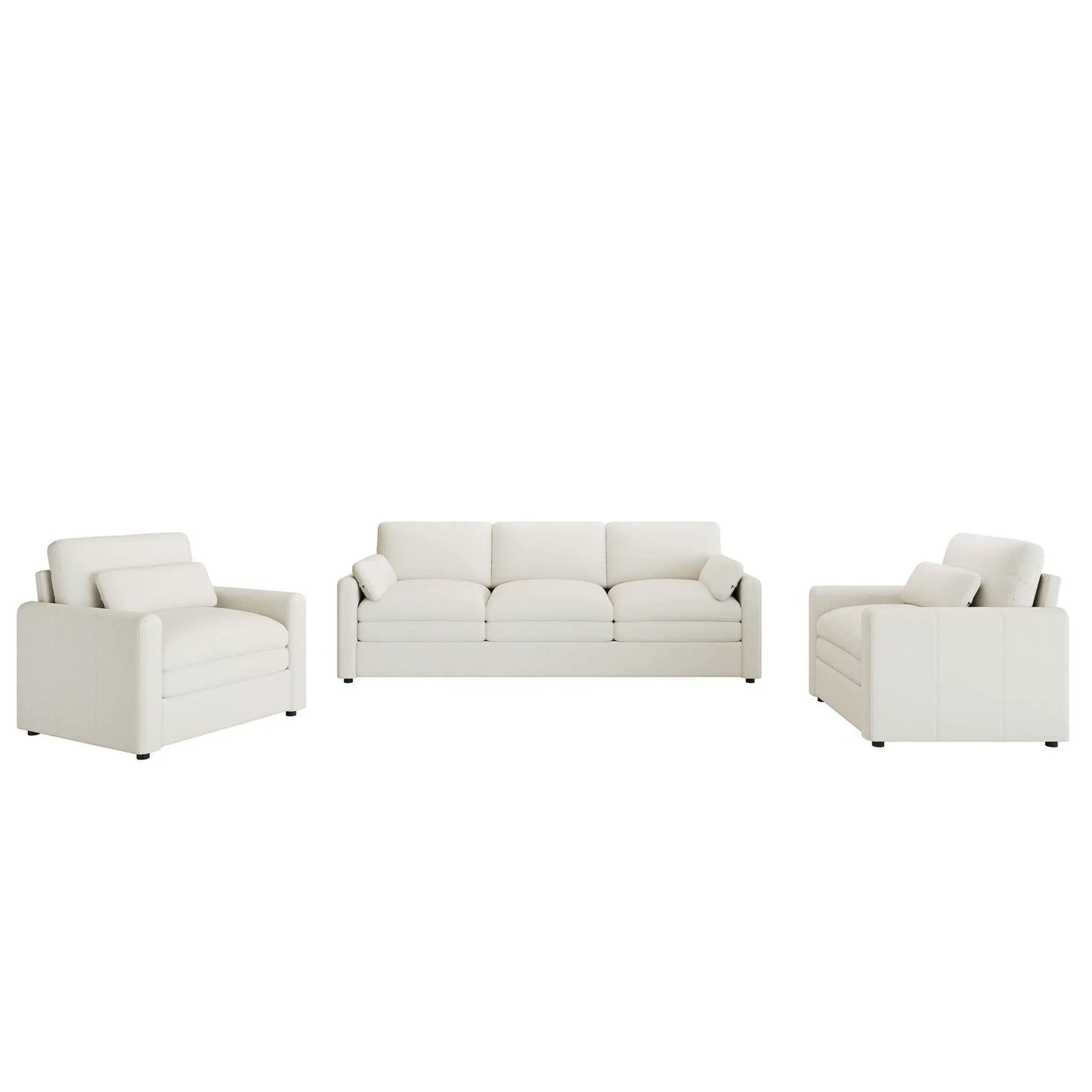 Cloud sofa set 3-piece cream leather living room set by Unique Piece Furniture on Tampa Home & Garden Store