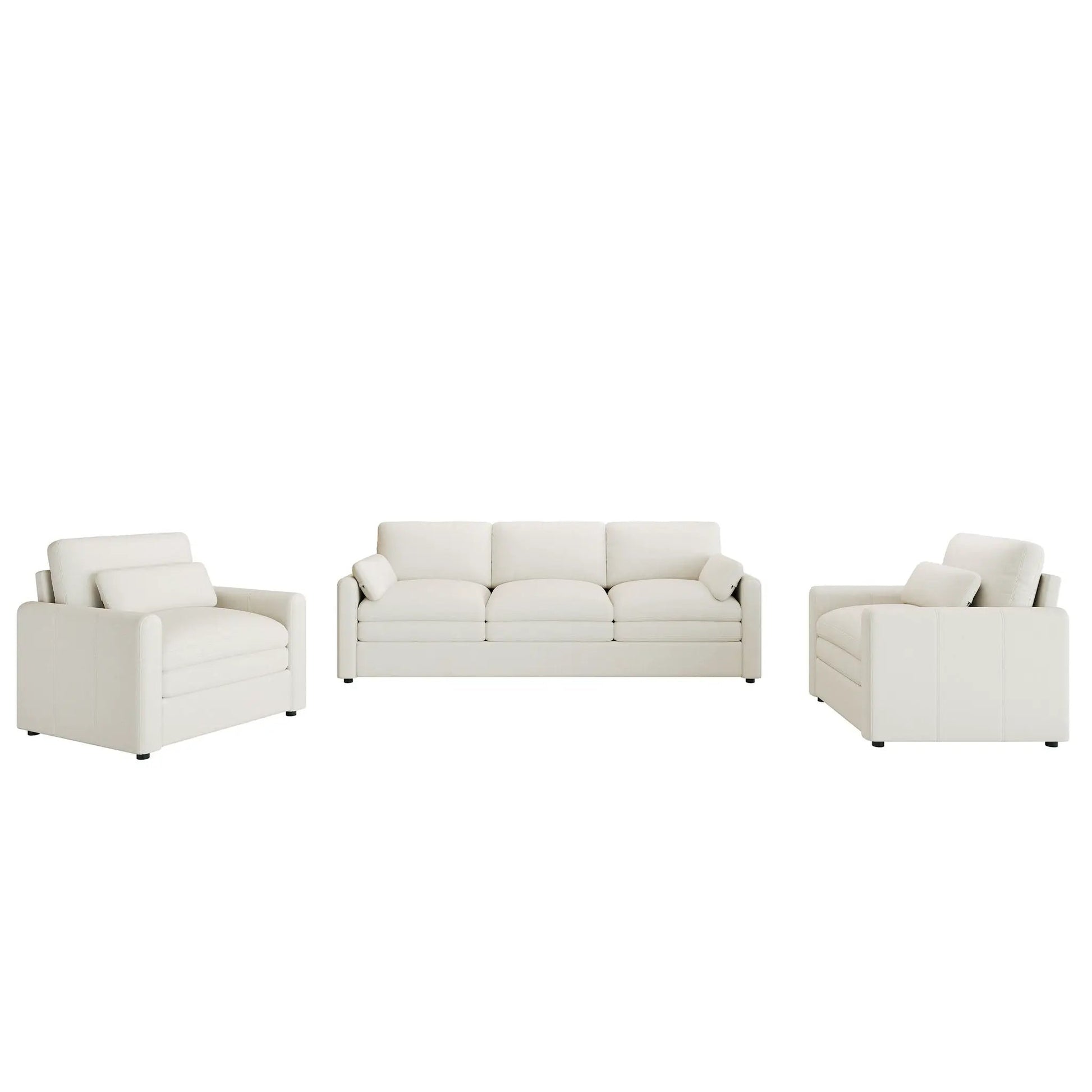 Cloud sofa set 3-piece cream leather living room set by Unique Piece Furniture on Tampa Home & Garden Store