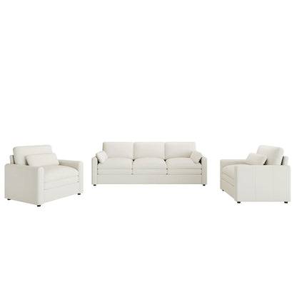 Cloud sofa set 3-piece cream leather living room set by Unique Piece Furniture on Tampa Home & Garden Store