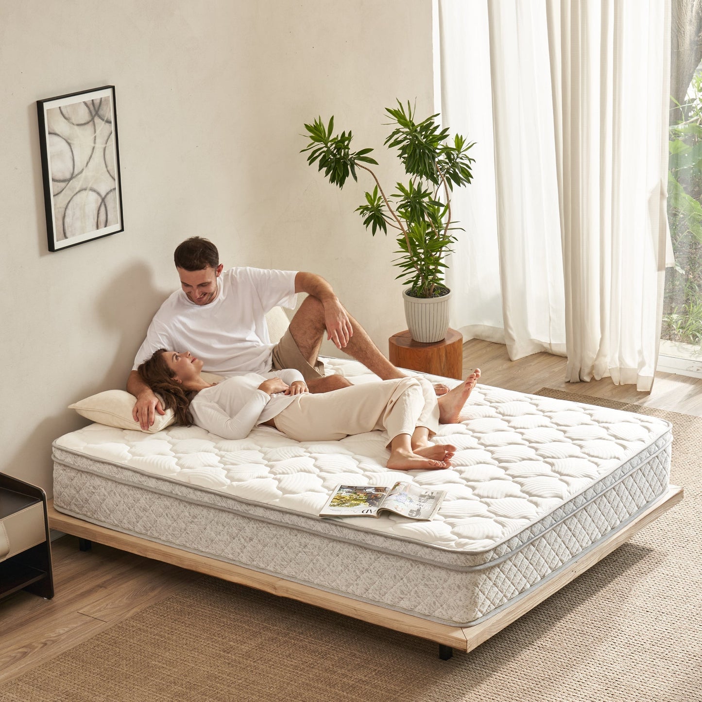 TM Home 12 Inch Hybrid Cooling Memory Foam Mattress by HouseOfZazla on bed with couple on Tampa Home & Garden Store