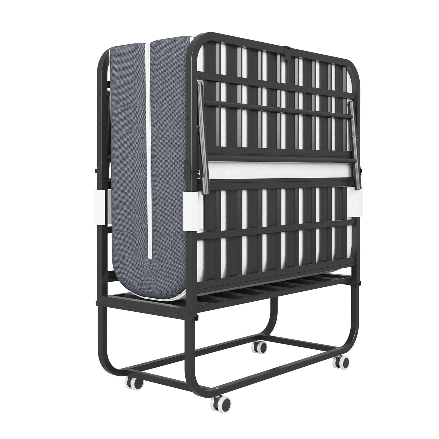Twin folding bed with memory foam mattress, brushed nickel metal frame, rollaway design on Tampa Home & Garden Store