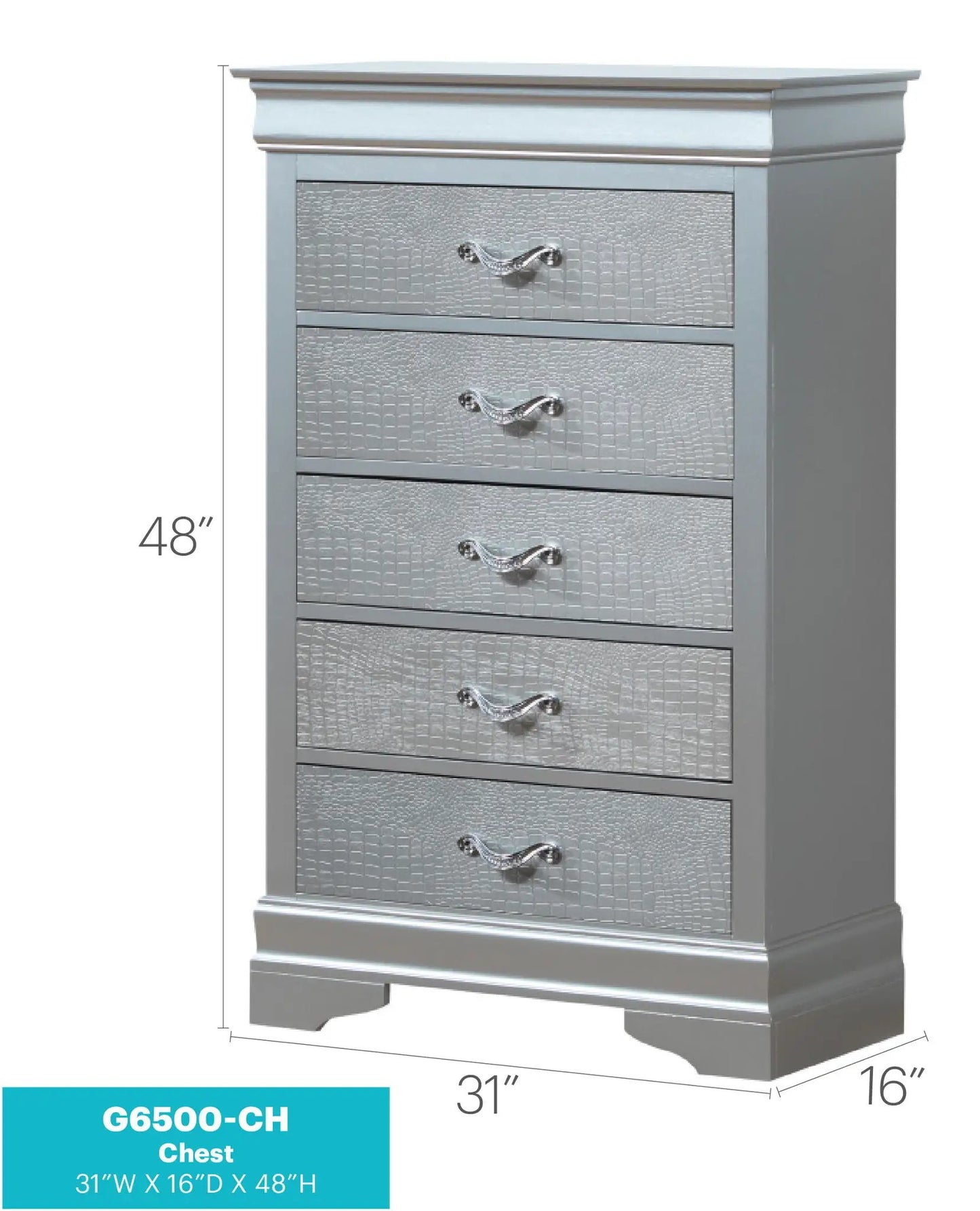 Lorana Chest with Crystal Drawer Pulls Design