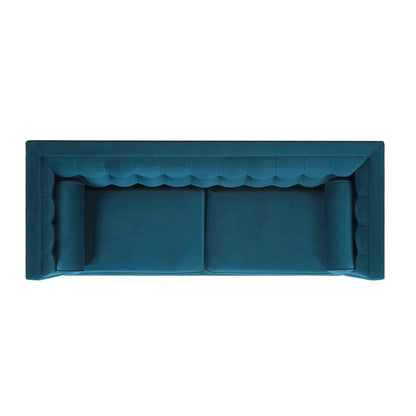 Jack Modern Tuxedo Tufted Sofa teal velvet with tufted back stationary on Tampa Home & Garden Store