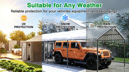 12x25 ft galvanized steel carport shelter with shed by HouseOfZazla for vehicles on Tampa Home & Garden Store