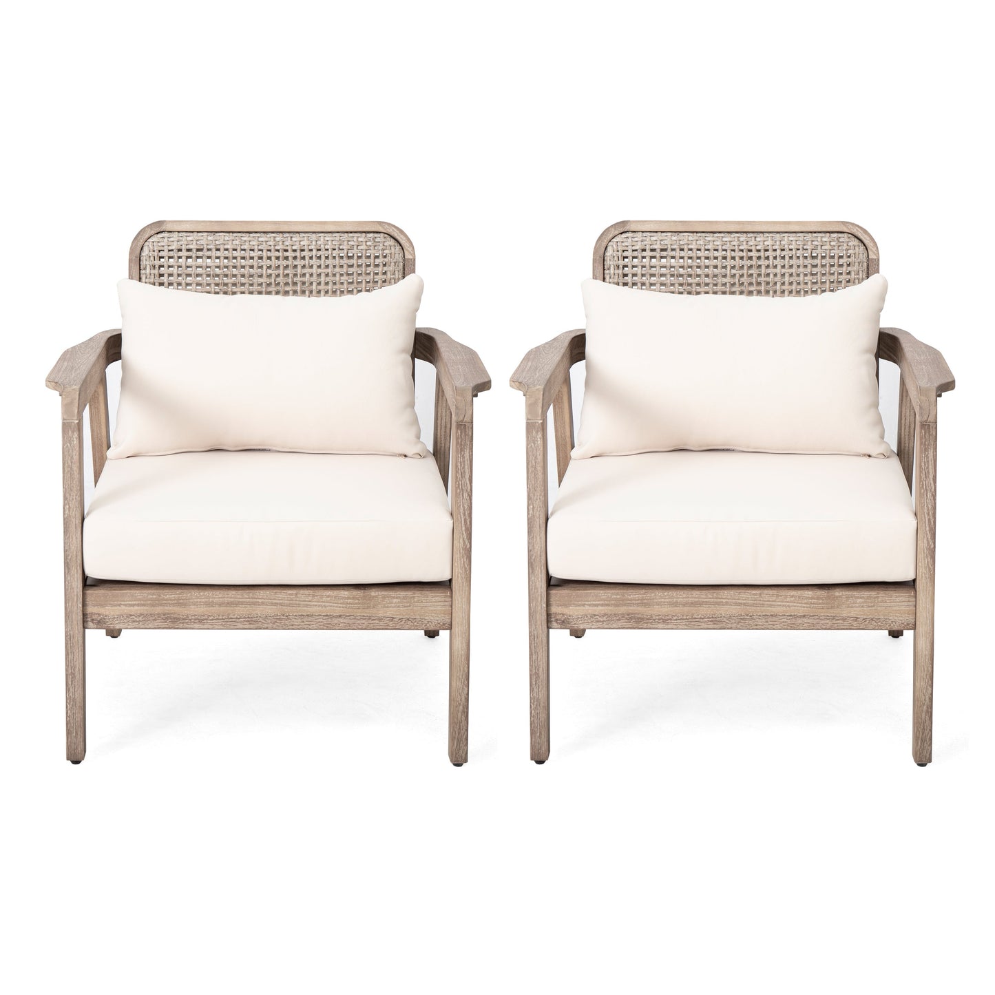 Set of Acacia Wood Patio Chairs with Cushions