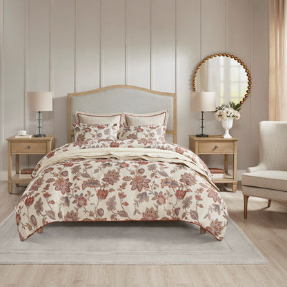 Pair of solid wood bedside tables with drawer and shelf beside a floral bed by HouseOfZazla on Tampa Home & Garden Store