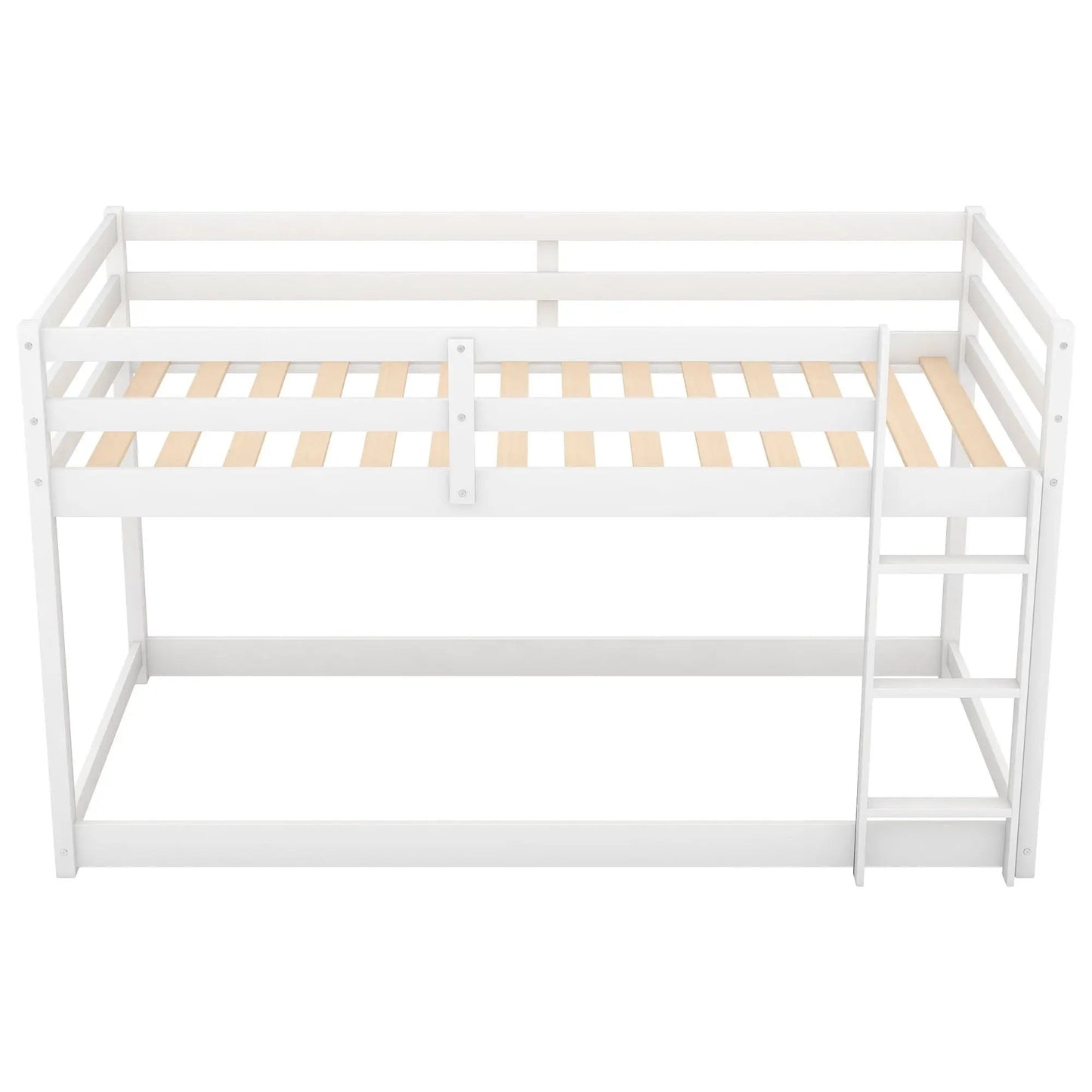 Durable Solid Wood Floor Bunk Bed With Ladder
