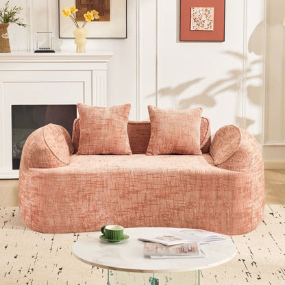 Curved 2 Person Sofa with Armrests and Pillows