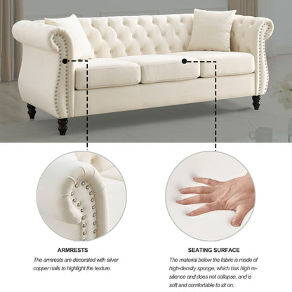Chesterfield Sofa With Nailhead Trim and Cushions