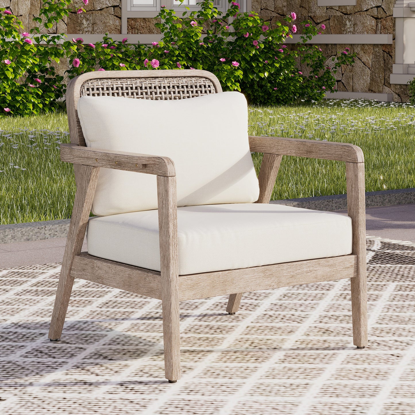 Sturdy Acacia Wood and Outdoor Patio Club Chair