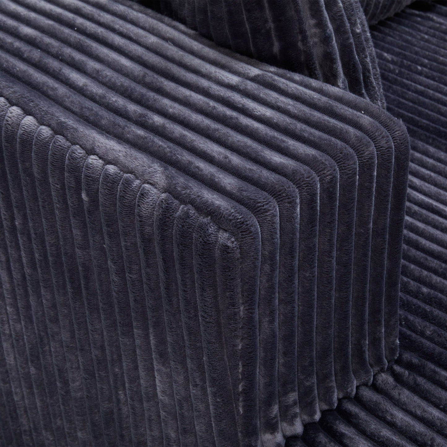 U-Shape modular sectional sofa upholstery in deep navy velvet with ribbed texture on Tampa Home & Garden Store