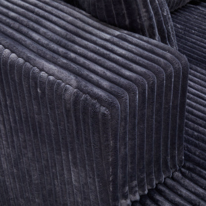 U-Shape modular sectional sofa upholstery in deep navy velvet with ribbed texture on Tampa Home & Garden Store