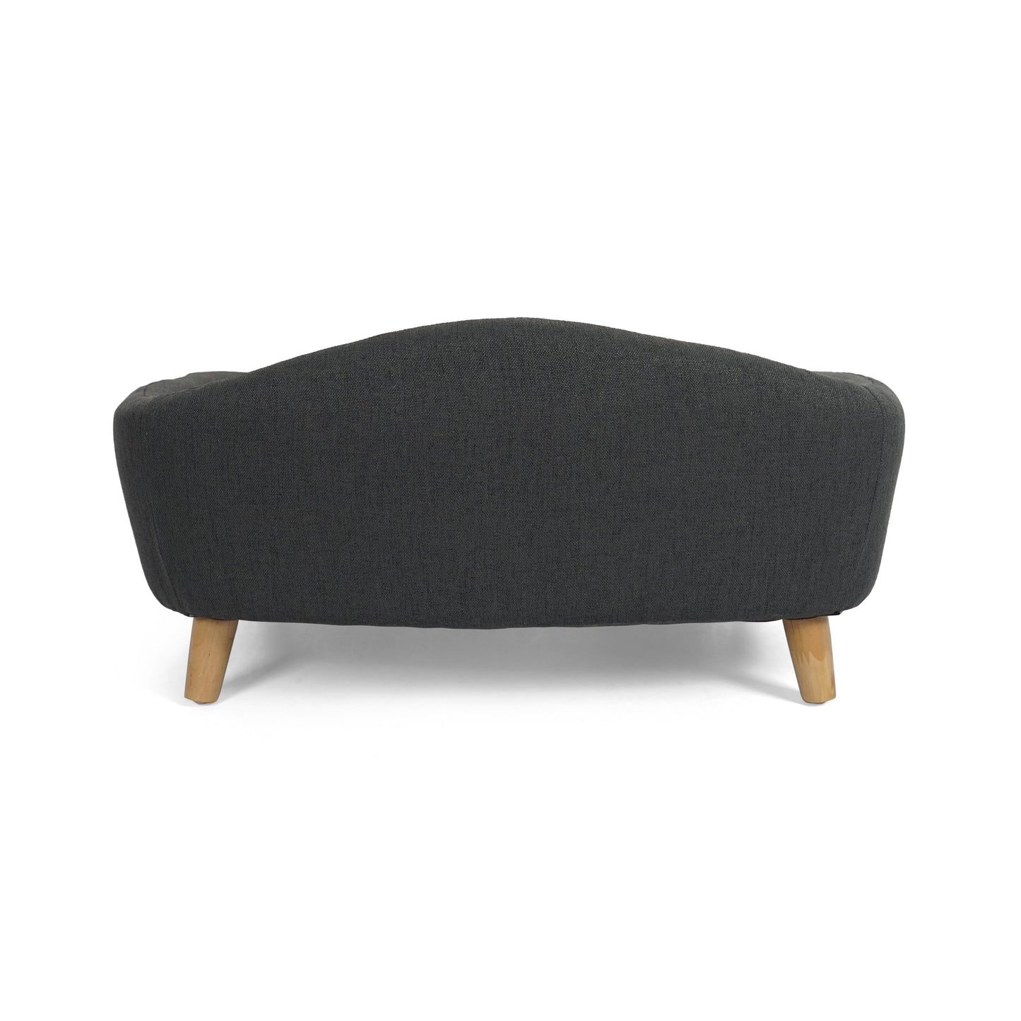 Elevated dog bed frame for small dogs in charcoal gray fabric with rubber wood legs on Tampa Home & Garden Store