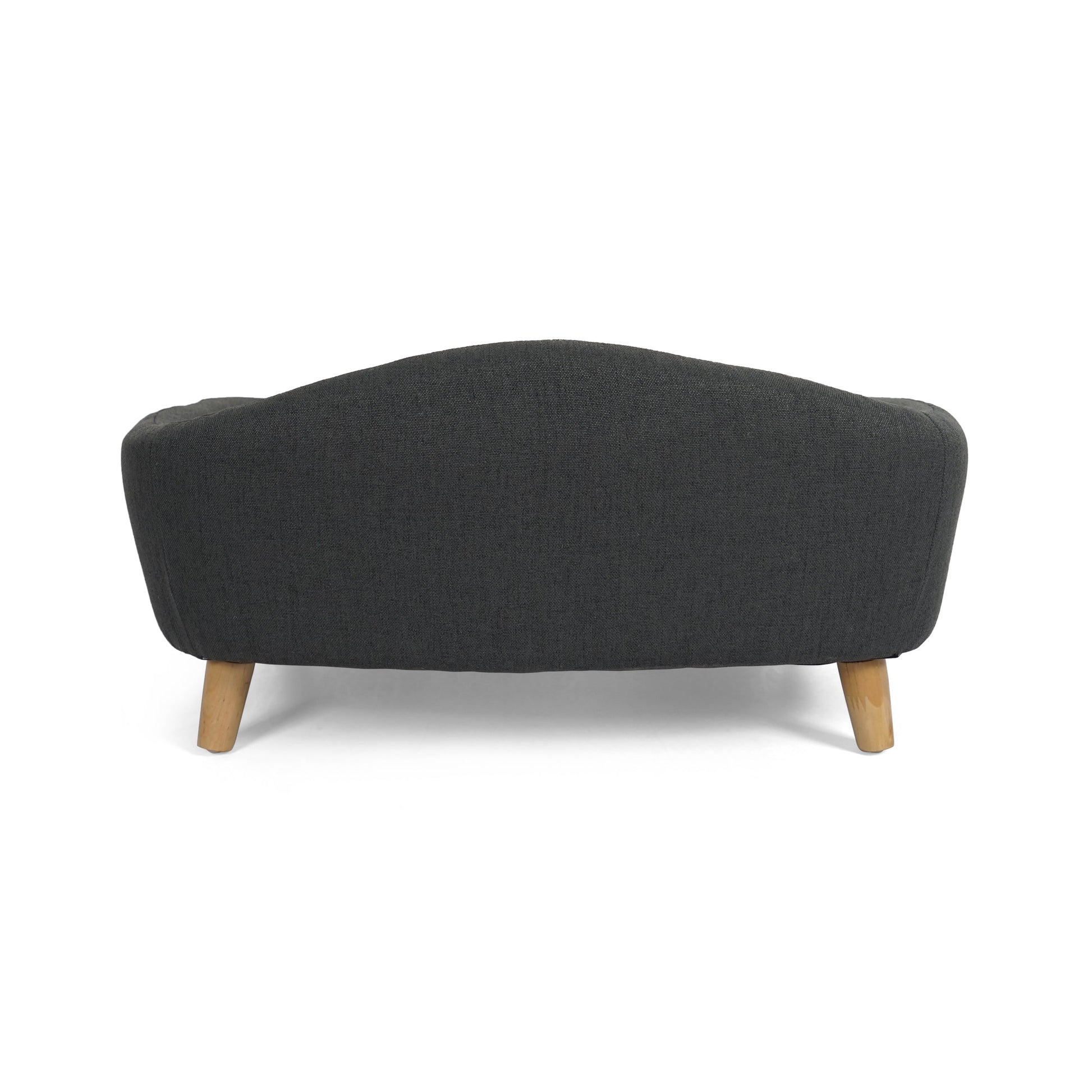 Elevated dog bed frame for small dogs in charcoal gray fabric with rubber wood legs on Tampa Home & Garden Store