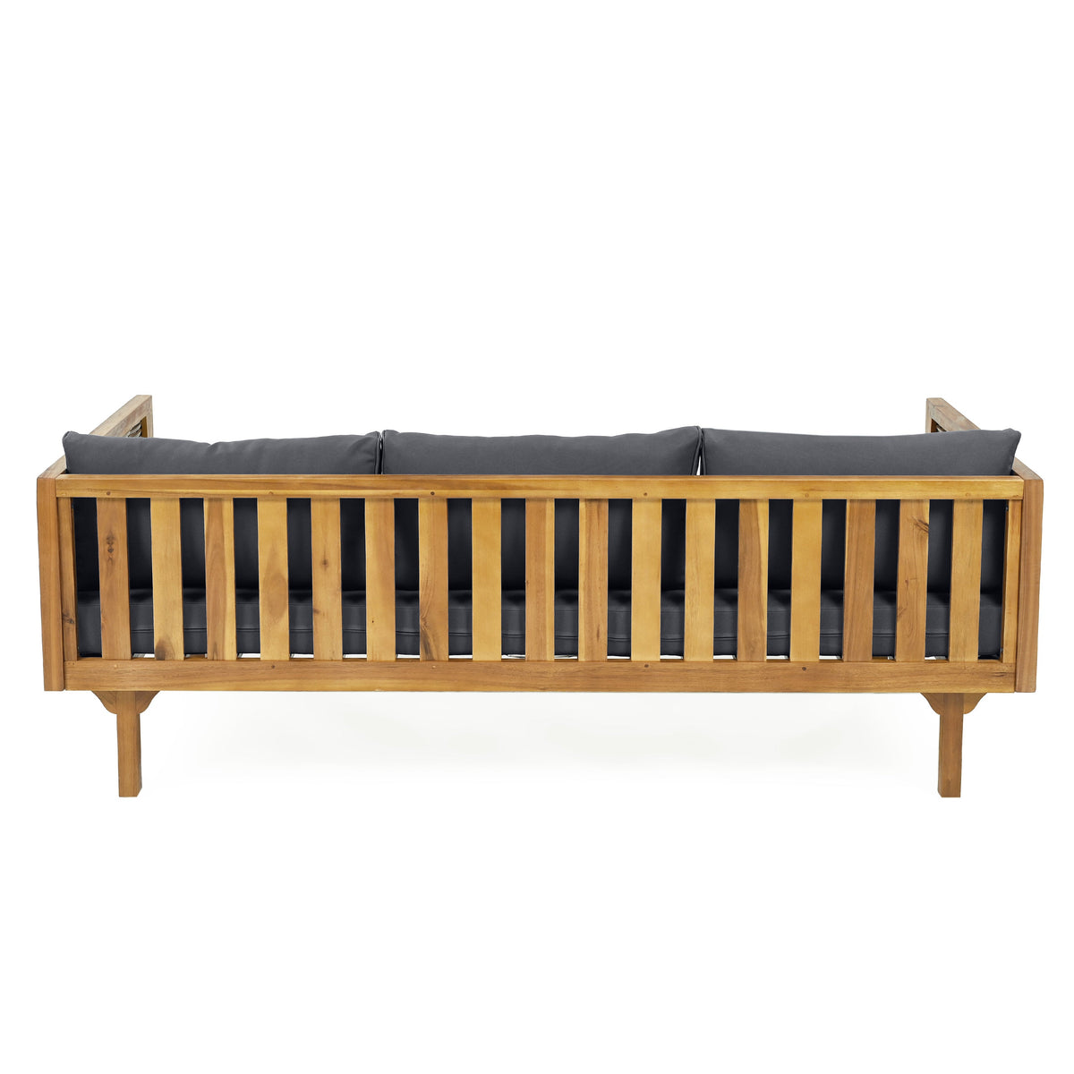Claremont 3 Seater Daybed with Rattan Arms, wooden frame and gray cushions on Tampa Home & Garden Store
