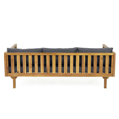 Claremont 3 Seater Daybed with Rattan Arms, wooden frame and gray cushions on Tampa Home & Garden Store