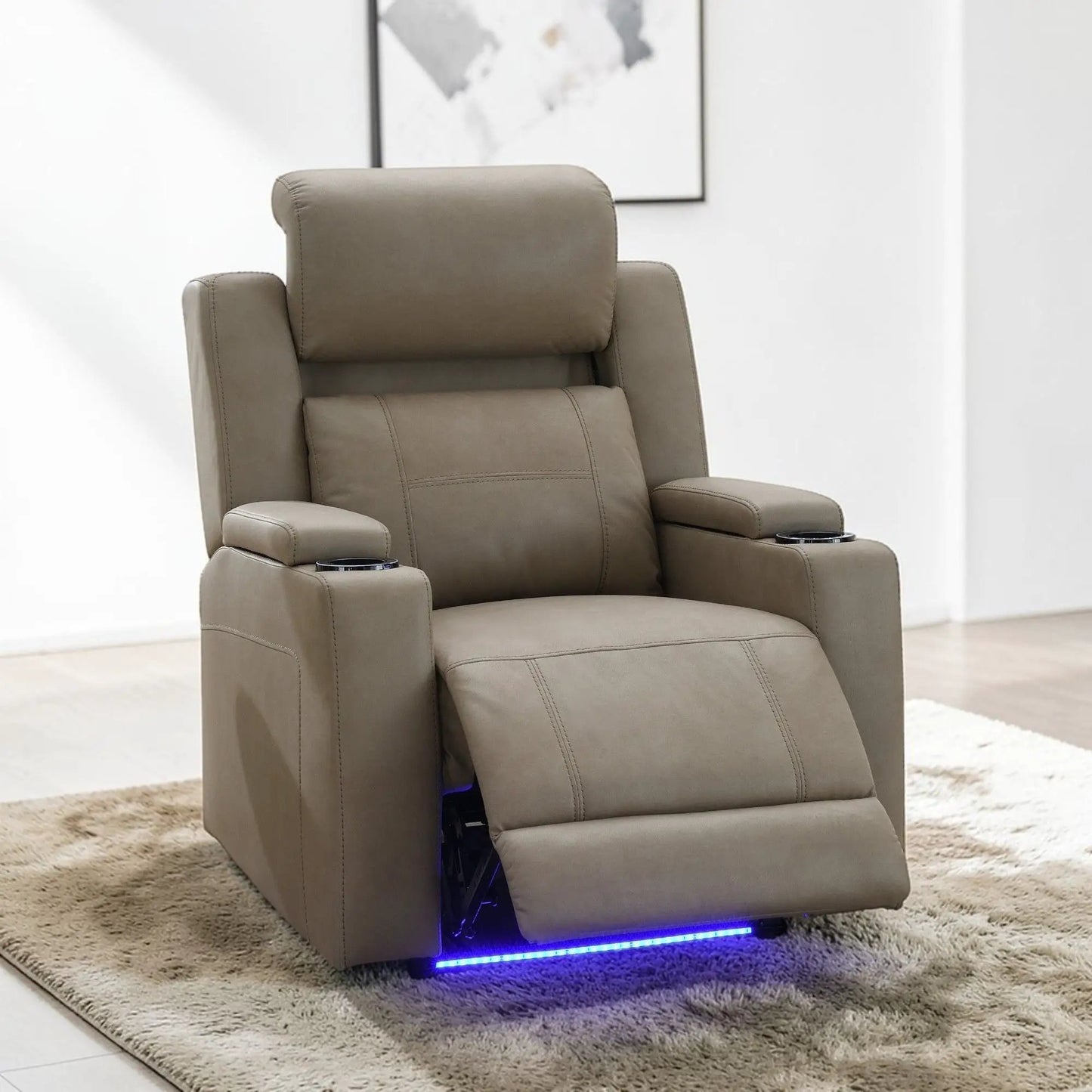 Lugo Power Motion Recliner and Cup Holder Camel